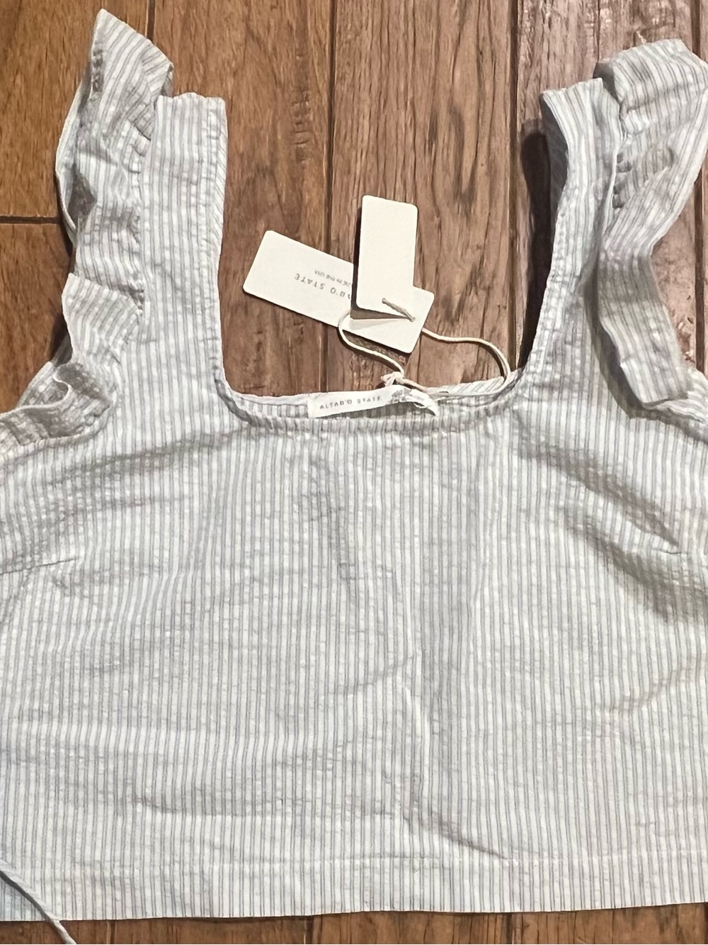 Altar'd State Light Blue Striped Two Piece Maxi Skirt w/ Cropped Top Medium - Picture 3 of 13